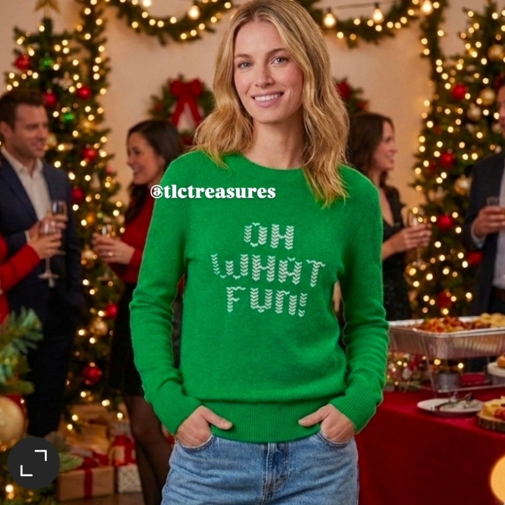 Victoria's Secret PINK Oh What Fun Christmas Sweater M Green $69